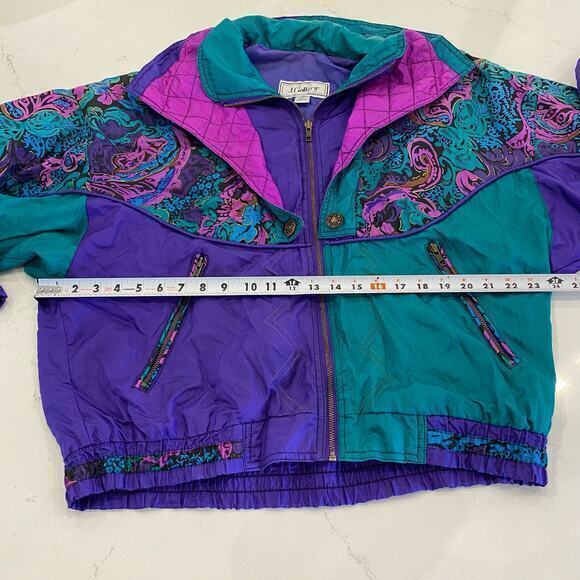 Vintage 1980s J Gallery Purple and Green Light Jacket‎ Size Medium - Picture 7 of 12